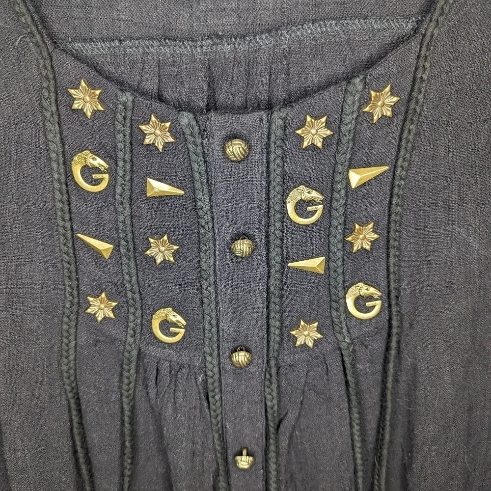 Pretty Angel Bejeweled Witch Core Gothic Tunic Dress with Charms/Tassels size L - Picture 3 of 6